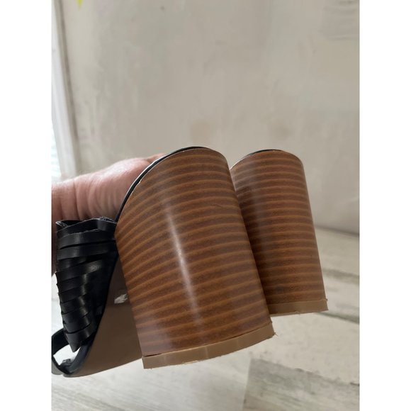 Cato woman’s black sandals with tan block heels size 10 - Picture 6 of 6